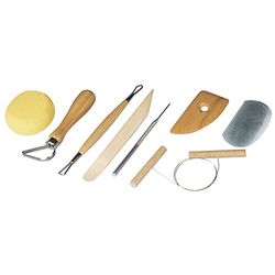 Rayher kit base con 8 strumenti per lavorare creta, argilla, paste modellabili, filo acciaio con due anelli,mirette,stecca in legno,spatole,spugna,per tagliare,scolpire,modellare,intagliare 8936700