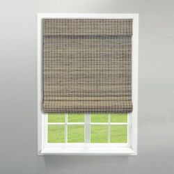 Radiance Cordless Bamboo Roman Shades for Windows - Flatstick Blinds to Reduce Bright Light - Home & Office Use - Driftwood - 27" W x 64" L - (2208850E)