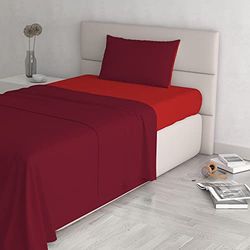 Italian Bed Linen Natural Color Beddengoedset, 100% katoen, rood/bordeaux, klein dubbel