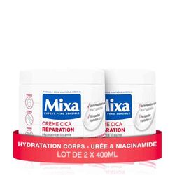 Mixa Expert Peau Sensible - Crème Cica Réparation - Réparation Effet Longue Durée - Peaux Très Sèches et Rugueuses - Visage, Corps, Mains - Hypoallergénique - 400ml - Lot de 2