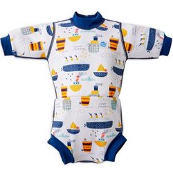 Splash About Baby Boys Happy Nappy Wetsuit One Piece Swimsuit, Tug Boats, 3-6 Months