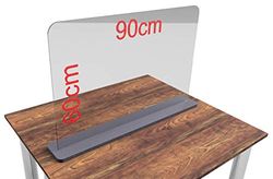 Spatbescherming van plexiglas met 5 mm, bescherming tegen virussen, hoestbescherming, niesbescherming, balkopzet, tafelopzetstuk, 60-100x60 cm (90x60cm)