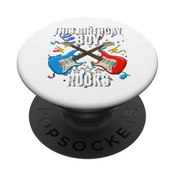 9º Cumpleaños Música Rock Cumpleaños Niño Músico Fiesta Niños PopSockets PopGrip Adhesivo