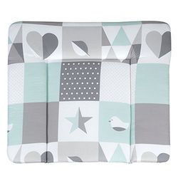 roba Colchão trocador bebé impermeável Happy Patch - 85 x 75 cm - colchão para meninos e meninas - revestido de PU - verde / cinzento / branco