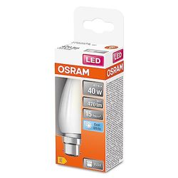 OSRAM LED Star Classic B40 LED LAD per base B22D, forma di candela, vetro Matt, 470 lumen, bianco freddo, 4000k, sostituzione per lampadine da 40w convenzionali, non dimmerabile, 1 pacco