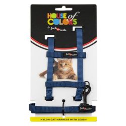 JACK AND VANILLA, Arnés de Gato ergonómico con Correa, Nailon Duradero, Ajuste fácil, Comodidad óptima, diseño Moderno, Color Azul, Talla 10 mm x 120 cm, Modelo de Nailon