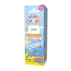 Natures Aid Mini Drops Supplément Liquide Oméga-3 DHA et EPA pour Nourrissons et Enfants, Sans Sucre, 50ml