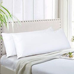 New Evolive Soft Brushed Premium Microfiber Body Pillow Cover 21"x54" Pillowcases with Zipper Closure Set of 2 (Body Pillow Cover 21"x54" Pack of 2, White)