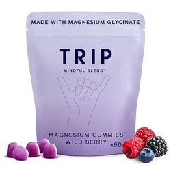 TRIP Magnesium Gummies, Wild Berry, 5400mg Magnesium Citrate per pack, 90mg x 60 Gummies, Highly Absorbable for Stress/Anxiety Relief, Electrolyte Balance, Plant-Powered, Sugar-Free & 3rd Party Tested