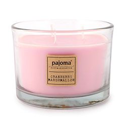 Pajoma Candela profumata al mirtillo marshmallow, 340 g, in vetro con coperchio in legno, edizione premium, per circa 40 ore