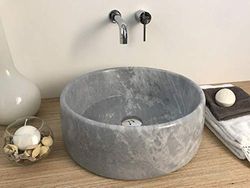 Lavabo Lavandino da appoggio in marmo Grigio Perla 100% made in italy pietra naturale