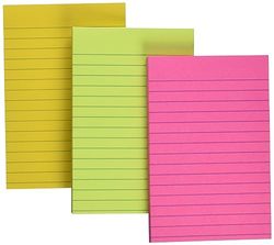Post-It Super Sticky zelfklevende notities, grote formaten, verschillende kleuren, gestreept – 3 blokken, 101 mm x 152 mm, 228 vellen – zelfklevende notities, stickers voor notities, lijsten en