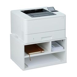 Relaxdays printertafel, 3 vakken, voor printer, H x B x D: 22,5 x 40 x 30 cm, spaanplaat, voor bureau, wit
