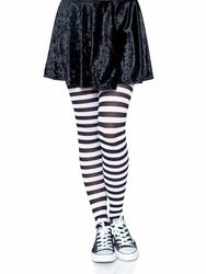 Leg Avenue Wide Stripe Opaque Tights, One Size, Black and White, 0.3 kg