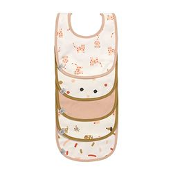 LÄSSIG Baby Toddler Bib Set (5 Pieces) Velcro Closure Cotton Waterproof/Value Pack Bib Little Mateys Sicy Orange