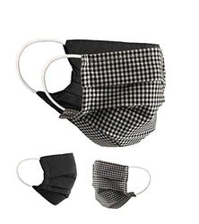 BaF Black_Style Community-maskers Set van 2 stuks Unisex geïmproviseerd masker Omkeerbaar mondbeschermingsmasker Mond- en neusbescherming Omkeerbaar masker met motief katoen BCI Wasbaar, zwart, 17