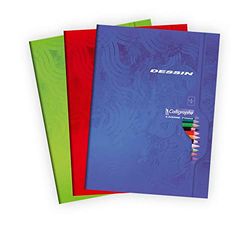Calligraphe 7555C - Pack of 5 Drawing Notebooks (Clairefontaine Range 7000) 96 Pages 24 x 32 cm 120 g Plain White Offset Card Cover Assorted Colours