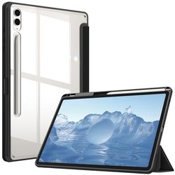 FINTIE Hybrid Slim Case for Samsung Galaxy Tab S10 Plus 2024/ Tab S9 Plus 2023 12.4 Inch with S Pen Holder, Shockproof Cover with Clear Transparent Back Shell, Auto Wake/Sleep, Black