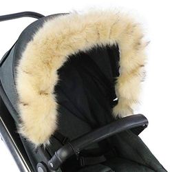 For-Your-Little-One aFHACWZ-B586 - Pram Fur Hood Trim Compatible On Zeta, Color Beige