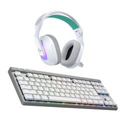 Logitech G G522 LIGHTSPEED, bezprzewodowy zestaw słuchawkowy do gier G515 LIGHTSPEED TKL, zestaw i klawiatura klasy premium z łącznością Bluetooth® i przewodową-do PC, US INT'L QWERTY- Biały