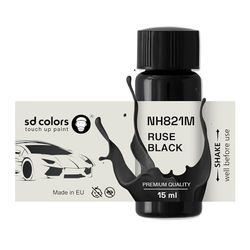 SD COLORS RUSE BLACK NH821M New Touch Up Paint 15 ML REPAIR SCRATCH CHIP BRUSH COLOR CODE NH821M RUSE BLACK (JUST PAINT)