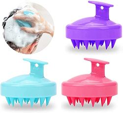 Jtkeji (Pakket van 3) Hoofdhuidmassager, shampooborstel, draagbare haarmassageborstel, massager voor nat droog haar