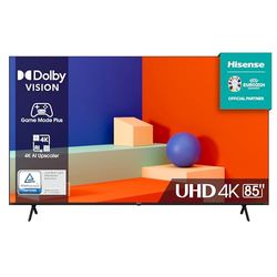 Hisense 85" 4K Ultra HD 2023 85E63KT, Smart TV VIDAA U6, Dolby Vision, HDR 10+, Game Mode, Alexa Built-in, Tuner DVB-T2/S2 HEVC 10, lativù 4K