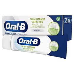 Oral B Dentifrice Pro Science Advanced Soin Intense Gencives et Bouclier Antibactérien Blancheur, Réduit la Plaque Dentaire et Prévient sa Réapparition, Renforce les Gencives, 75 ml