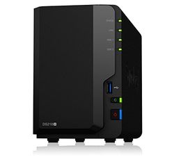 Synology DS218+ 2-Bay 2.0GHz DC 1GBE 2GB DDR3L 3x USB 3.0 1x eSATA Black Metal Rack Mount, Wall Mount Hard Drive Compatible