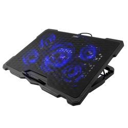 CoolBox Base de Refroidissement Portable jusqu'à 17,3" avec 5 Ventilateurs Silencieux LED avec régulateur de Vitesse, Support réglable à 4 Positions, câble USB 60 cm Noir