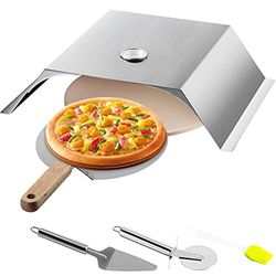 VEVOR Zestaw pieca do pizzy, grill ze stali nierdzewnej, zestaw do robienia pizzy do większości grillów węglowych 56 cm, zestaw pieca do pizzy zawierający komorę do pizzy, okrągły kamień do pizzy 33