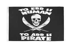 AZ FLAG - Bandera Pirata contra Humano - 150x90 cm - Bandera con Calavera 100% Poliéster con Ojales de Metal Integrados - 110g - Colores Vivos Y Resistente A La Decoloración