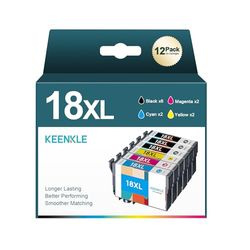 18 cartucce XL 18XL Multipack compatibili con cartucce Epson 18 per Epson XP 322 XP-215 XP-422 XP-412 XP-225 (6 nere, 2 ciano, 2 magenta, 2 giallo, confezione da 12)