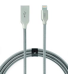 aiino Helm - USB naar Lightning [MFI Certified] 1m Metaal Snel Opladen en Synchroniseren, Anti-Odourless, Compatibel met iPhone 12 Mini/12/12 Pro/12 PRO Max/SE/11/11 Pro/11 PRO Max - Zilver