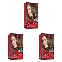 REVLON Colorsilk Colorazione Permanente Capelli Fai-Da-Te a Casa, Senza Ammoniaca e Arricchita con Cheratina, 40 - Castano Cenere Medio (Confezione da 3)