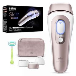 Braun Smart IPL Skin i·Expert, at Home Hair Removal Device, Laser Hair Removal Alternative, Smart IPL with Exclusive Free App, Pouch, Venus Razor, 3 Heads, 1 Year of Smooth Skin, PL7253