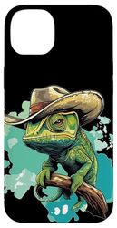 Yeehaw Vibes with a Cowboy Chameleon Costume Case for iPhone 14 Plus