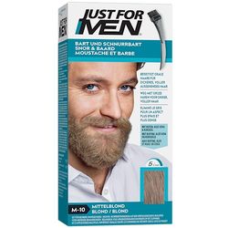 Just for men M10 - Corante para bigode e barba, cor loiro médio, elimina os cabelos brancos para uma aparência mais espessa e abundante