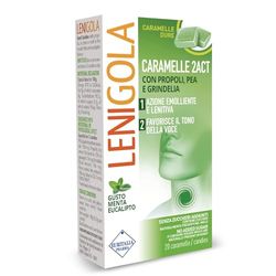 Lenigola Caramelle Dure Menta-Eucalipto, Azione Emolliente e Lenitiva con Propoli, PEA e Grindelia, Caramelle Mal di Gola Forte Senza Zuccheri Aggiunti, Gusto Fresco Senza Zuccheri Aggiunti