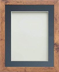 Frame Company Allington Rustic Photo Frame with Blue Mount, 12x10 for 6x4 inch, fitted with perspex