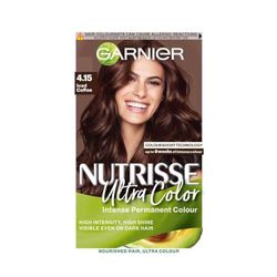 Garnier Nutrisse Ultra Color, Permanent Hair Dye, Intense Colour, For All Hair Types, 4.15 Iced Coffee, Brown