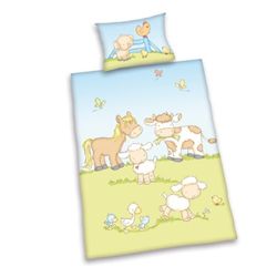 Herding 2485056063 Dekbed Boerderijdieren Ledikant: 100X135/40X60 cm