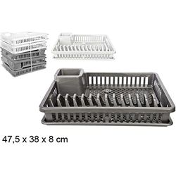 Cm 152543 Escurridor con Bandeja, Blanco - Gris, 47.5 X 38 X 8 Cm