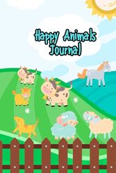 Happy animals journal: Black lined notebook with animal-shaped cover