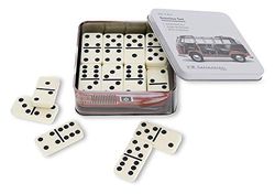 BRISA VW Collection - Volkswagen Domino Set Game in Metal Box with T1 Bus Campervan Motif (Dashboard/Domino/28 Tiles/Multicolor)