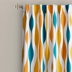 Lush Decor Mid Century Geo Paire de Rideaux occultants pour fenêtre – 213,4 cm x 132,1 cm – Turquoise et Orange