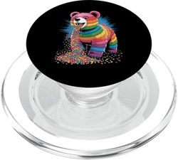 Piñata colorida de oso arco iris, arte psicodélico mexicano único PopSockets PopGrip para MagSafe