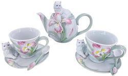 abc HOME 50945 Service à thé en porcelaine Motif chats 7 pièces