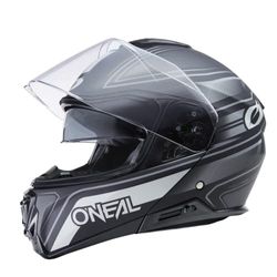 O'NEAL | Motorcycle Helmet | Enduro Touring Adventure Street | Good Fit, Pinlock and Bluetooth Capable, Integrated Sun Visor | M-SRS Helmet String V.22 | Adult | Black Grey | Size S