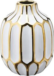 Sagebrook Home Bud Ceramic Vases Decorative Ceramic Flower Vase Accent Piece, Living Room, Bathroom, Office and Bedroom Décor, Special Occasion Flower Arrangement Centerpiece, 8" White/Gold